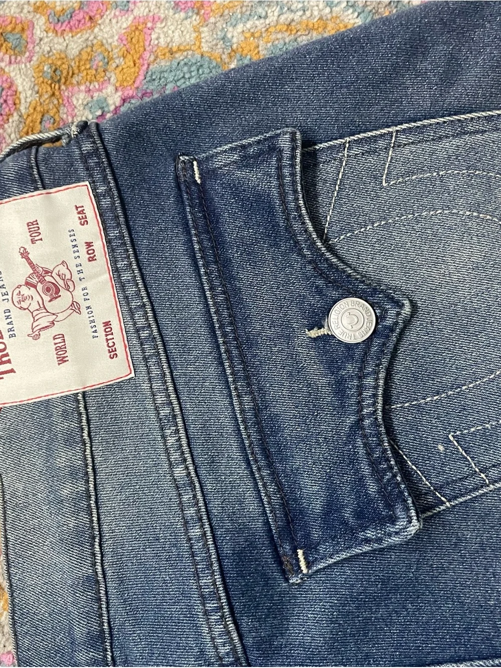 True Religion Men's Faded Blue Straight Jeans